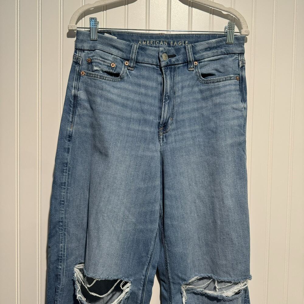 American Eagle Curvy Super High Rise Baggy Wide Leg Jeans Size 8 - Picture 2 of 6